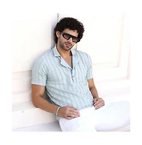 Campus Sutra Men's Mint Green Wicker-Tactile Polo T-Shirt