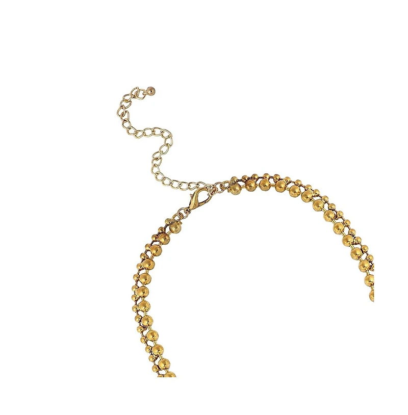 Sohi Gold-Plated Crystal Statement Necklace