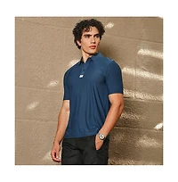 Campus Sutra Men's Navy Blue Seamless Solid Polo T-Shirt