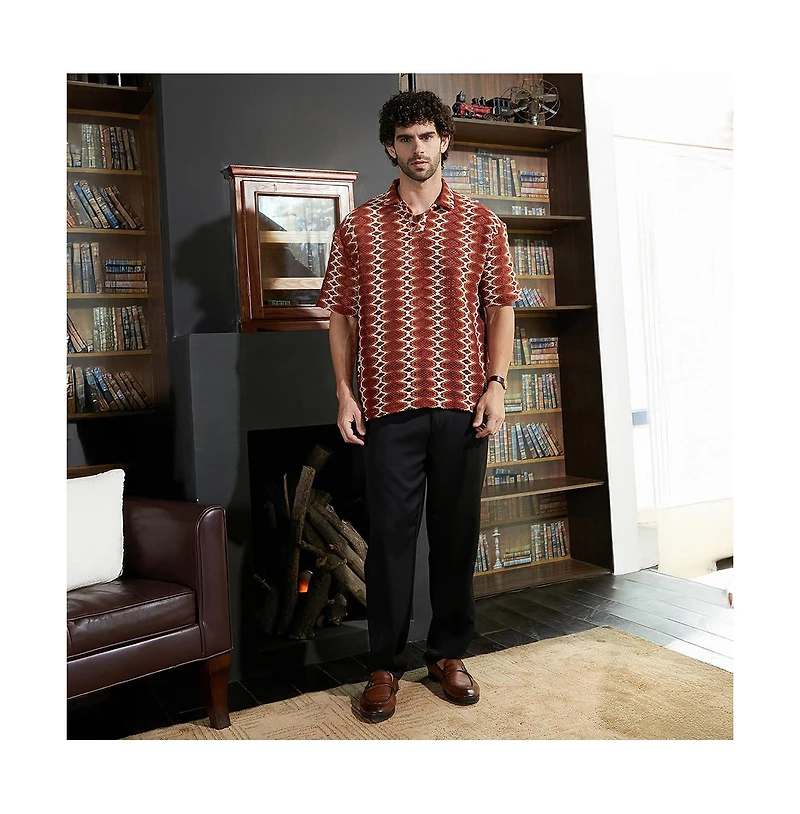 Campus Sutra Men's Burnt Sienna Folk-Logenze Oversized Polo T-Shirt