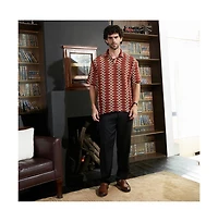 Campus Sutra Men's Burnt Sienna Folk-Logenze Oversized Polo T-Shirt