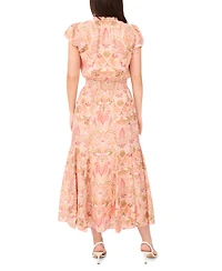 Sam & Jess Petite Printed Smocked-Waist Maxi Dress