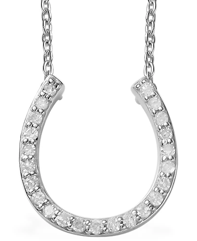 Diamond Horseshoe 18" Pendant Necklace (1/8 ct. t.w.) in Sterling Silver or 14k Gold-Plated Sterling silver