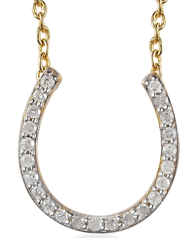 Diamond Horseshoe 18" Pendant Necklace (1/8 ct. t.w.) Sterling silver or 14k Gold-Plated