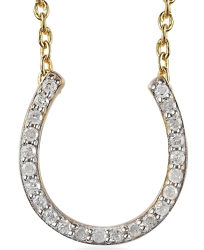 Diamond Horseshoe 18" Pendant Necklace (1/8 ct. t.w.) Sterling silver or 14k Gold-Plated
