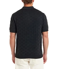 Weatherproof Vintage Men's Short Sleeve Diamond-Pattern Polo Sweater