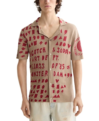 Scotch & Soda Men's Jacquard Text Logo Shirt