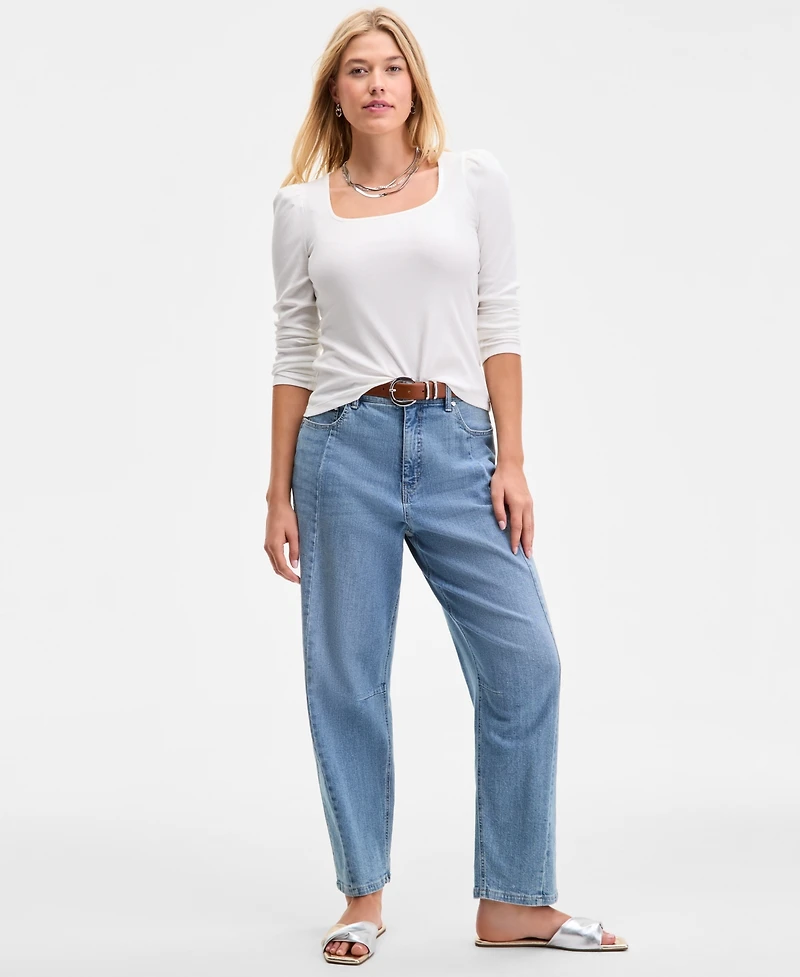 On 34th Women's Square-Neck Puff-Sleeve Top, Exclusively at Macy's