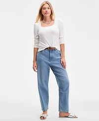 On 34th Women's Square-Neck Puff-Sleeve Top, Exclusively at Macy's