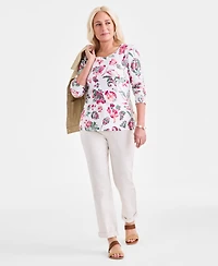 Style & Co Women's Printed Long-Sleeve Scoop-Neck Knit Top, Exclusively at Macy's
