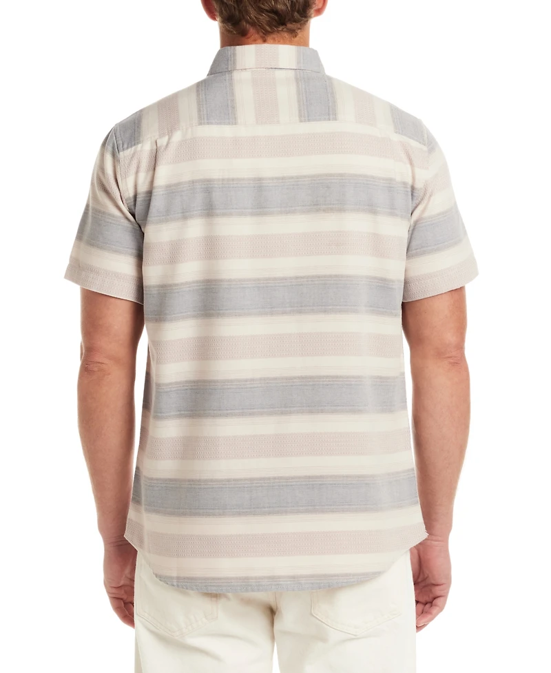 Weatherproof Vintage Men's Short Sleeve Burnout Striped Button-Front Shirt