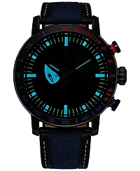 Citizen Eco-Drive Men's Chronograph Marvel Spider-Man Double Vision Blue Nylon Leather Strap Watch 44mm