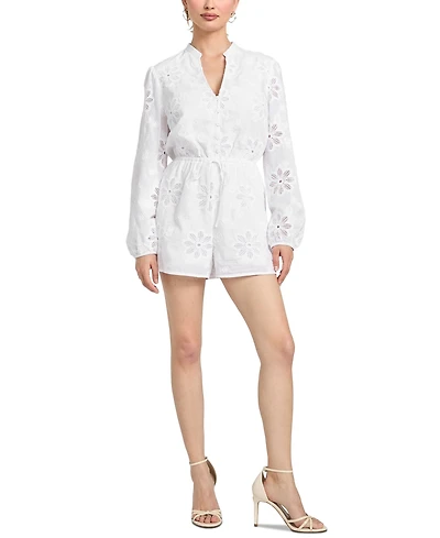 Guess Women's Hazel Embroidered Long-Sleeve Romper