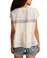 Lucky Brand Women's Shell-Sleeve Cotton Peasant Blouse