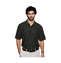 Campus Sutra Men's Midnight Black Bohomian Oversized Polo T-Shirt