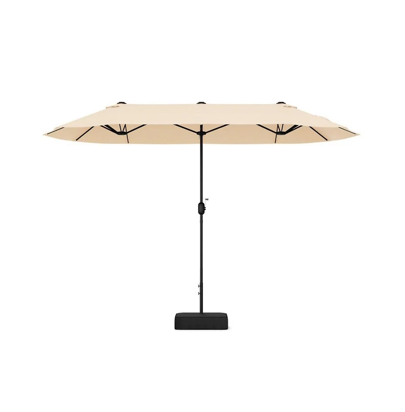 13 Feet Double-Sided Patio Twin Table Umbrella with Crank Handle