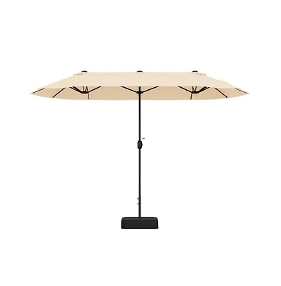 13 Feet Double-Sided Patio Twin Table Umbrella with Crank Handle