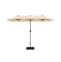13 Feet Double-Sided Patio Twin Table Umbrella with Crank Handle