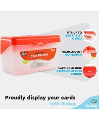 Enday Index Card Holder Red, 3x5 Note Flash Organizer Case, File w/flip top, Notecard Recipe, Holder, Holds 250 Cards (1 Pc)