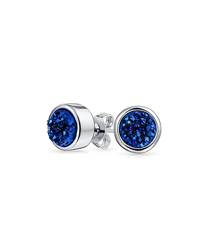 Bling Jewelry Boho Simple Fashion Bezel Set Druzy Quartz Stud Earrings Silver Plated Brass
