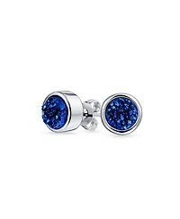 Bling Jewelry Boho Simple Fashion Bezel Set Druzy Quartz Stud Earrings Silver Plated Brass