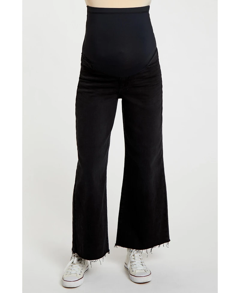 Pinkblush Maternity Black Wide Leg Raw Hem Jeans