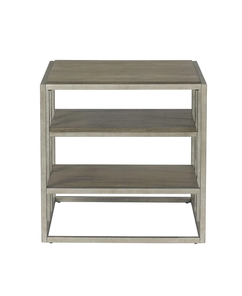 Streamdale Furniture Metal Frame Wood Living Room End Table with Shelf