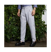 Campus Sutra Men's Cloud Grey Pleated Tailored Trousers