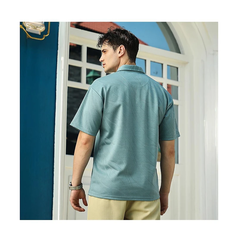 Campus Sutra Men's Sea Green Scratch-Tactile Polo T-Shirt