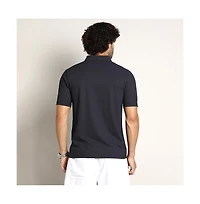 Campus Sutra Men's Midnight Black Seamless Ribbed Polo T-Shirt