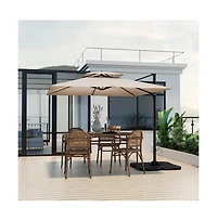 9.5 Feet Cantilever Patio Umbrella with 360° Rotation and Double Top