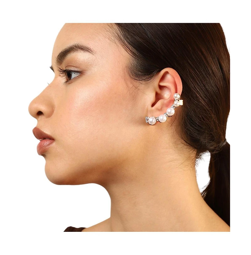 Sohi Gold-Plated Pearl Cuff Earrings