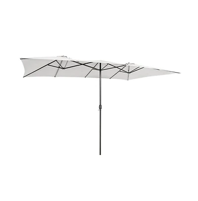 15 Feet Double-Sized Patio Umbrella with Crank Handle and Vented Tops