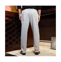 Campus Sutra Men's Cloud Grey Panel-Waffle Chino Trousers