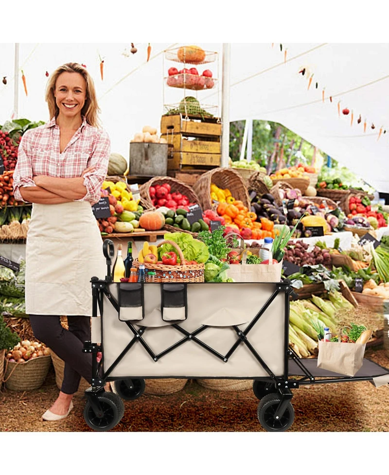 Heavy Duty Foldable Wagon with Extended Tailgate