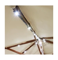 40 Led Solar String Light Cool White Fit for 8-Rib 8ft 9ft Wooden Outdoor Patio Umbrella