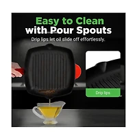 NutriChef 17.09” Heavy-Duty Cast Iron Square Skillet Grill Pan NCCIES47