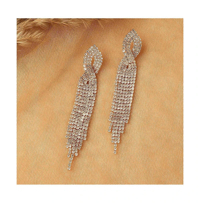 Sohi Silver-Plated Artificial Stone Drop Earrings