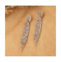 Sohi Silver-Plated Artificial Stone Drop Earrings