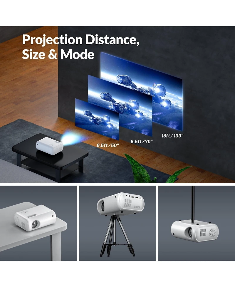 Artsea Mini Projector, Portable Projector Portable Outdoor Projection for iOS/Android/PS5 White