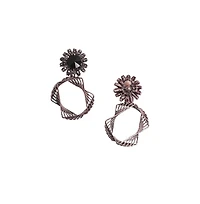 Sohi Twisted Square Daisy Drop Earrings