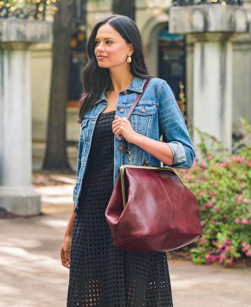 Patricia Nash Serafina Extra Large Leather Kisslock Bag