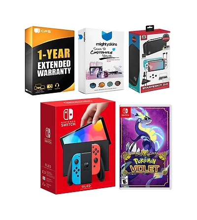Nintendo Switch Neon Oled Console with Pokemon Violet, Surge Accessory Gaming Kit