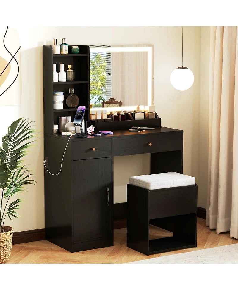 Vanity Dressing Table and Chair Set with Mirror and Lights