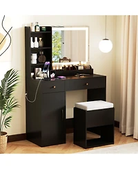 Vanity Dressing Table and Chair Set with Mirror and Lights