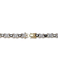 Sterling Silver 14K Gold-Plated with Black Cubic Zirconia Link Bracelet
