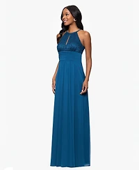 B&A By Betsy and Adam Women's Lace-Top Keyhole Dress