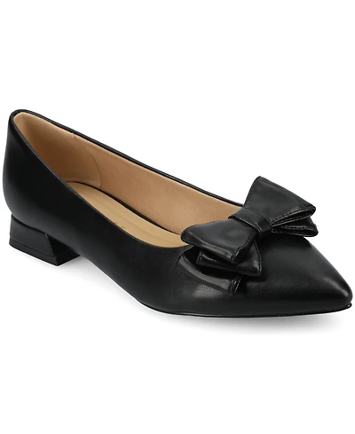 Journee Collection Women's Ophelia Bow Low Block Heel Dress Flats