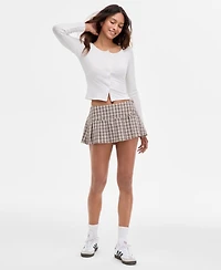 Hippie Rose Juniors' Long-Sleeve Button-Front Knit Top