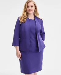 Kasper Plus Collarless 3/4-Sleeve Blazer